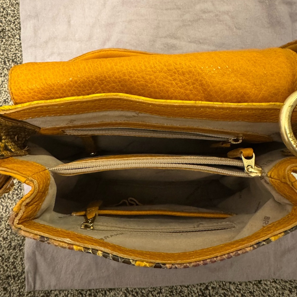 Brahmin Yellow Python Embossed Leather Crossbody … - image 4